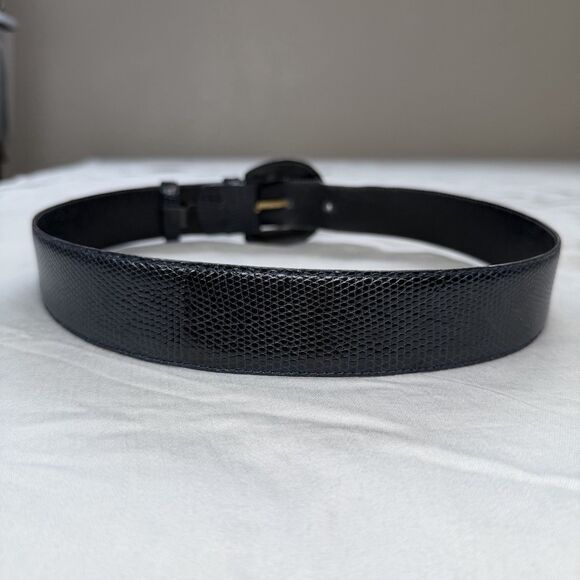 VINTAGE Alcott & Andrews Genuine Lizard Belt Women Size 70 / 28 Dark Blue ITALY - Picture 5 of 13